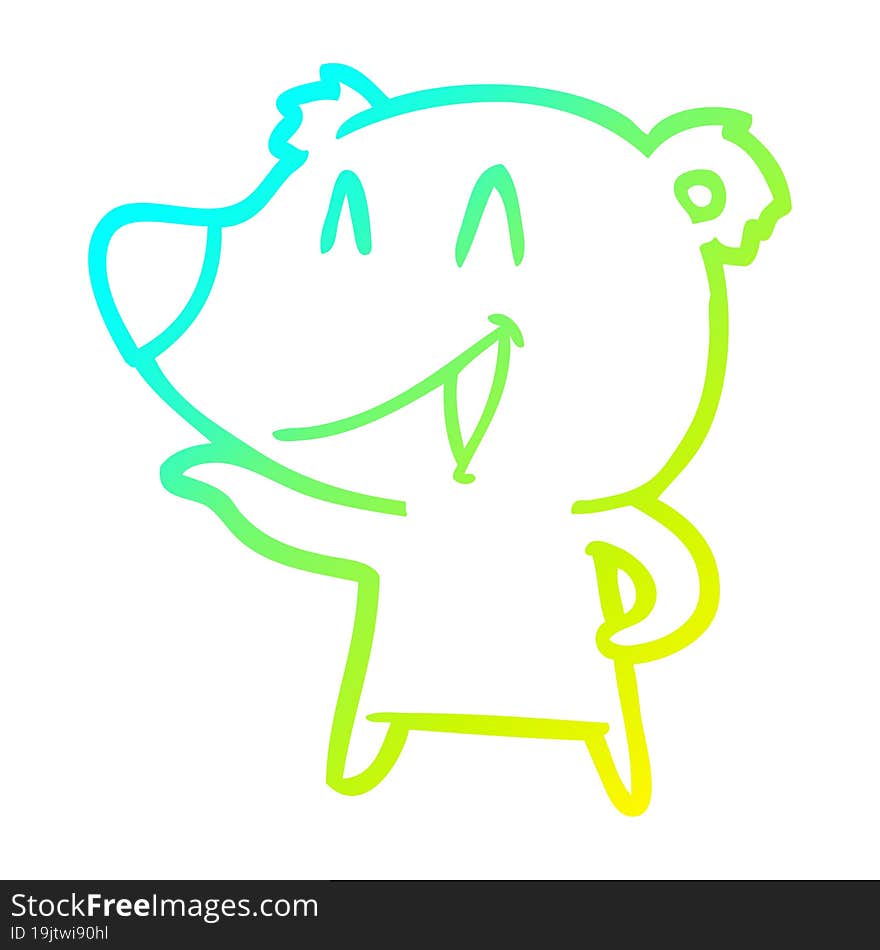 Cold Gradient Line Drawing Laughing Bear Cartoon