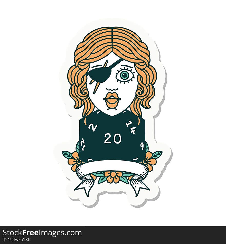 Human Rogue With Natural 20 Dice Roll Sticker