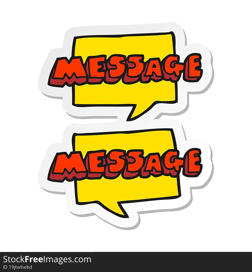 Sticker Of A Cartoon Message Texts