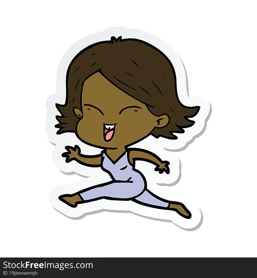 sticker of a happy cartoon girl