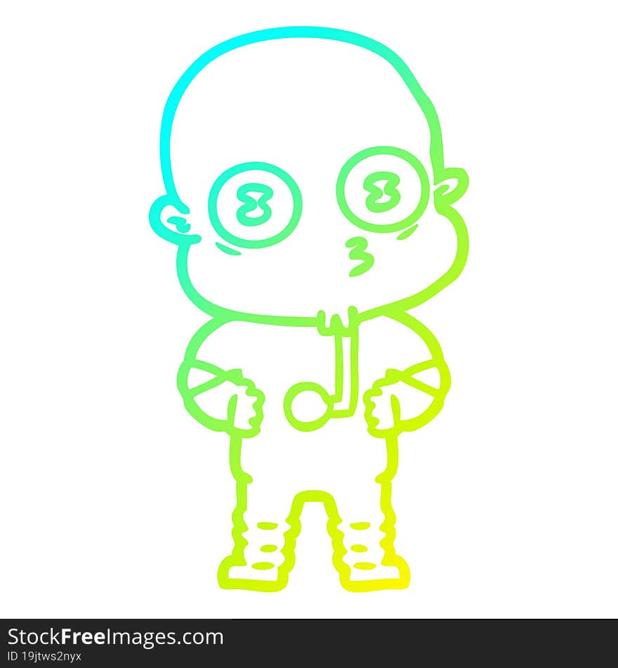 Cold Gradient Line Drawing Cartoon Weird Bald Spaceman