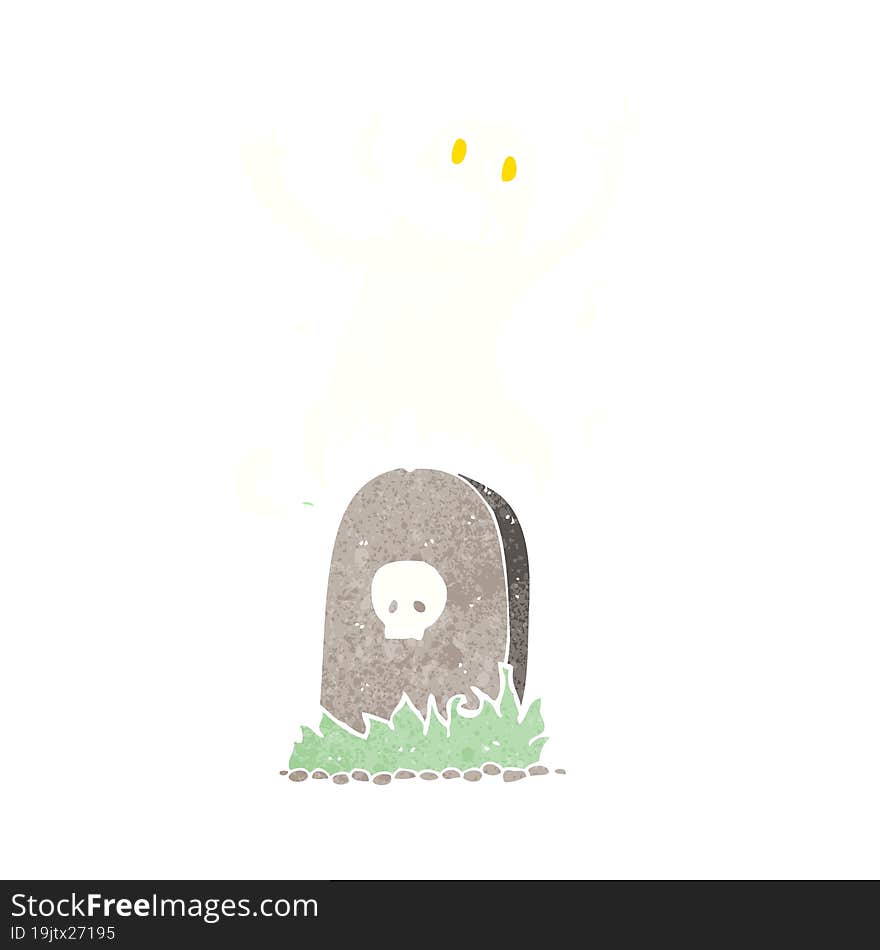 cartoon ghost rising from grave