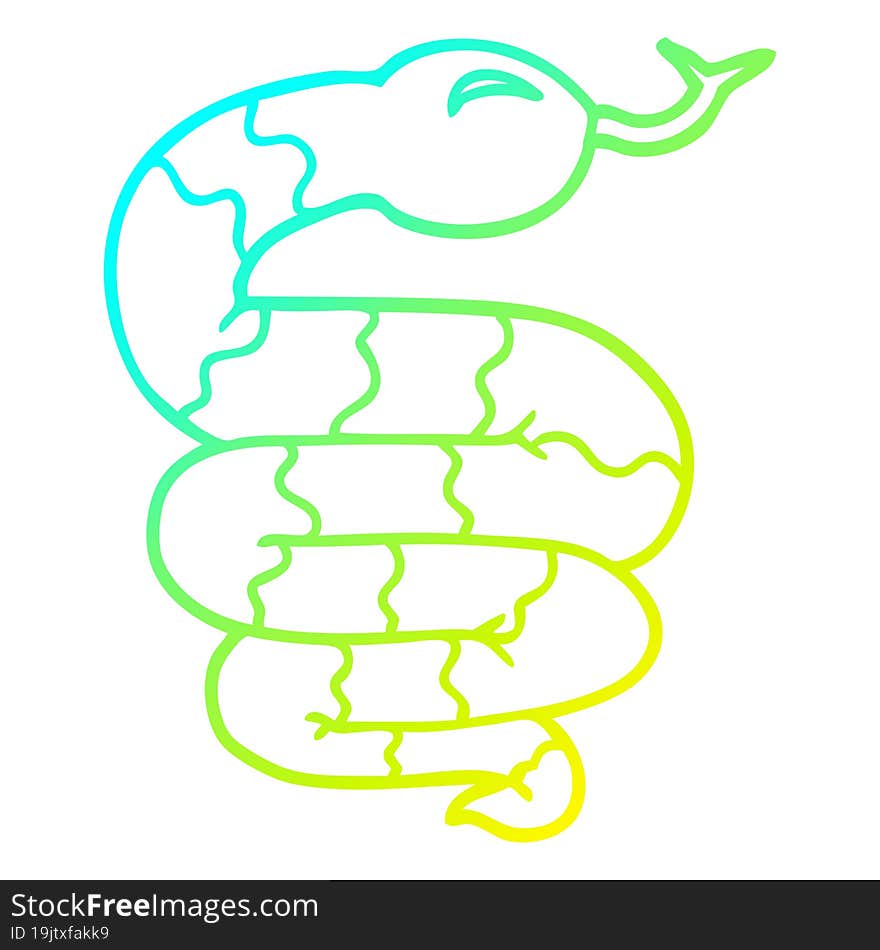 cold gradient line drawing cartoon snake