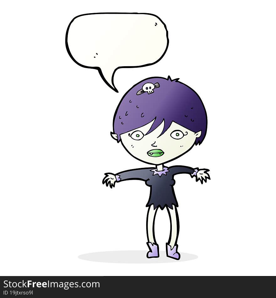 cartoon vampire girl with speech bubble