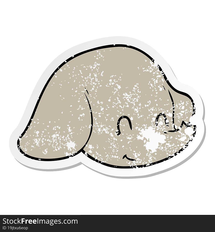 distressed sticker of a cartoon elephant face