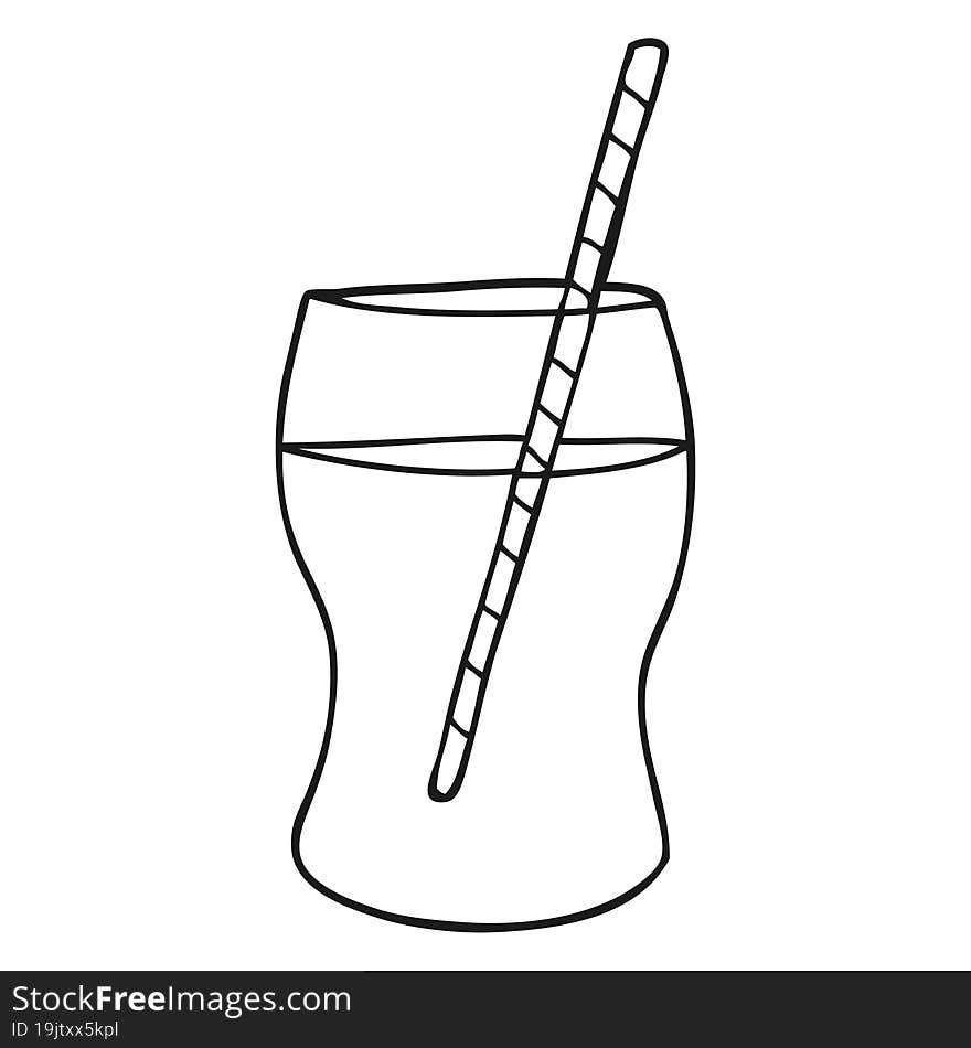 freehand drawn black and white cartoon fizzy drink