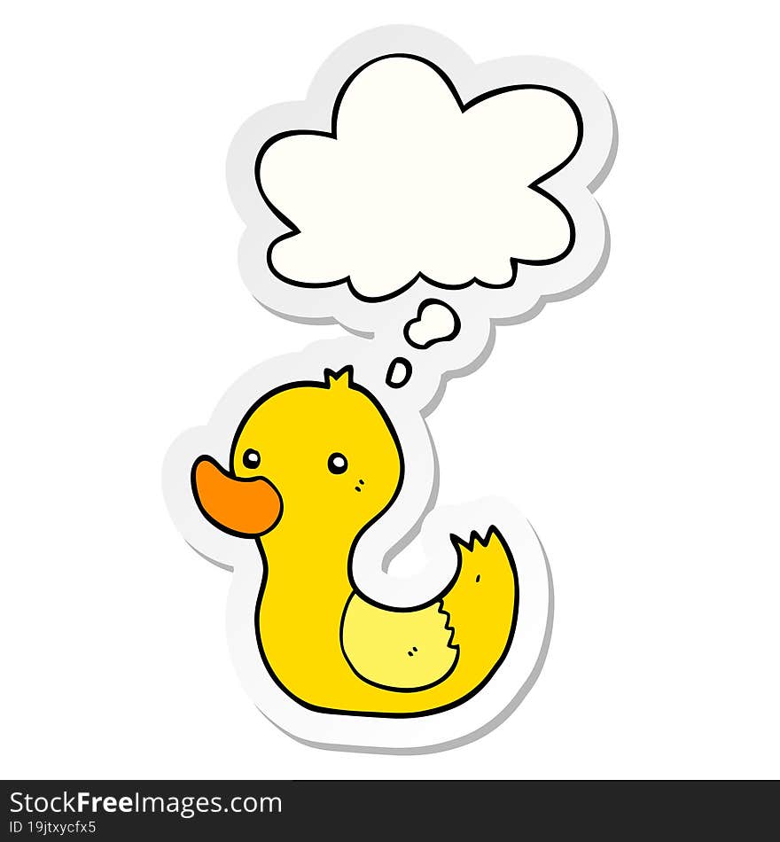 cartoon duck and thought bubble as a printed sticker