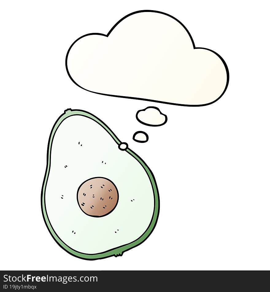 cartoon avocado and thought bubble in smooth gradient style