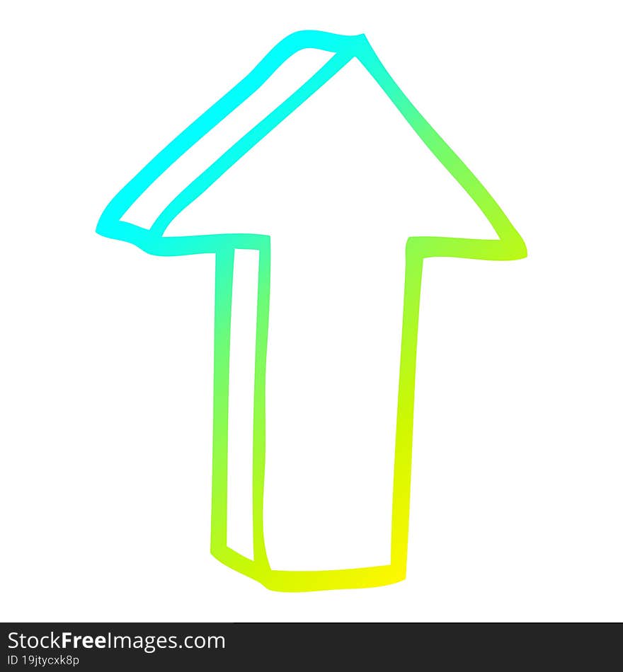 cold gradient line drawing of a cartoon arrow