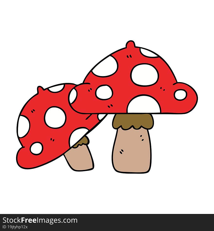 quirky hand drawn cartoon toadstools