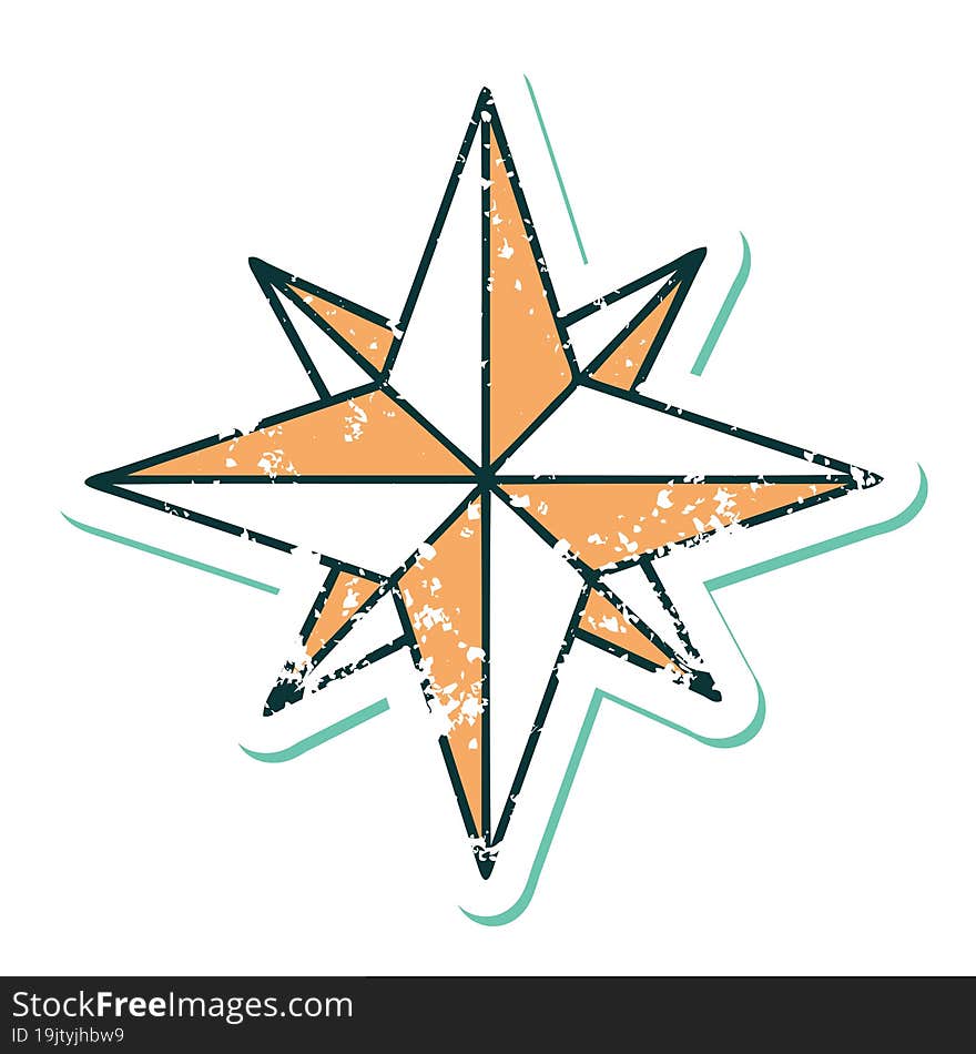 iconic distressed sticker tattoo style image of a star. iconic distressed sticker tattoo style image of a star