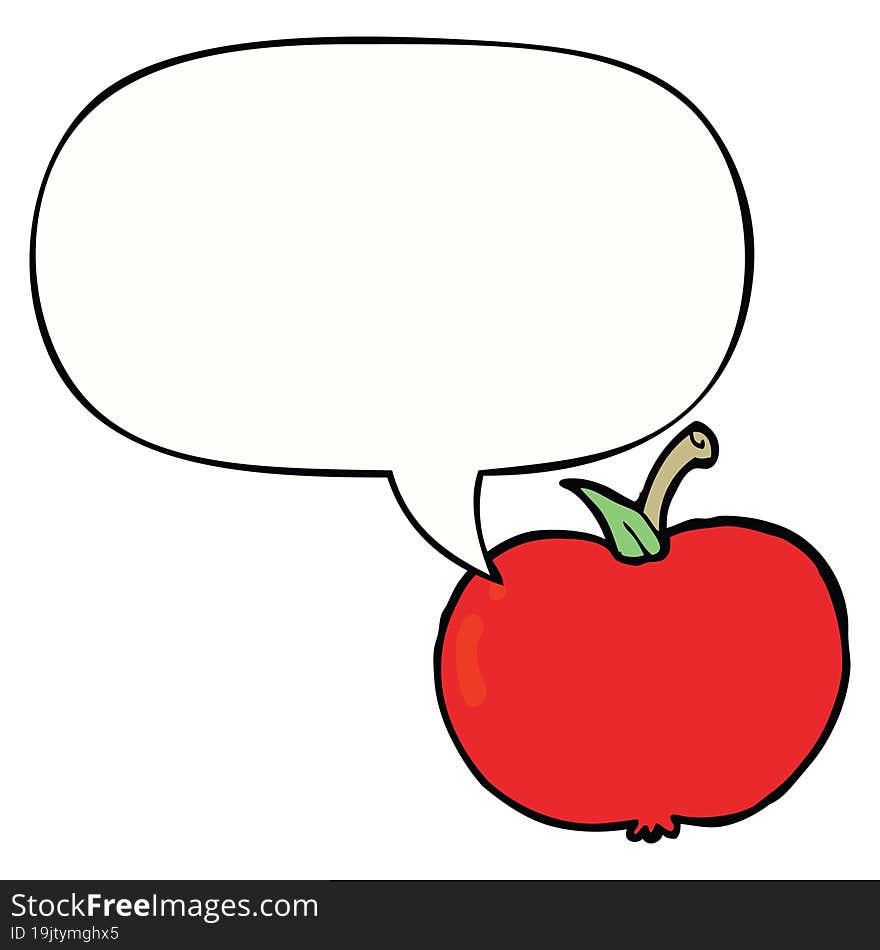 Cartoon Apple And Speech Bubble