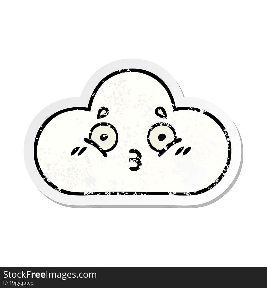 distressed sticker of a cute cartoon white cloud