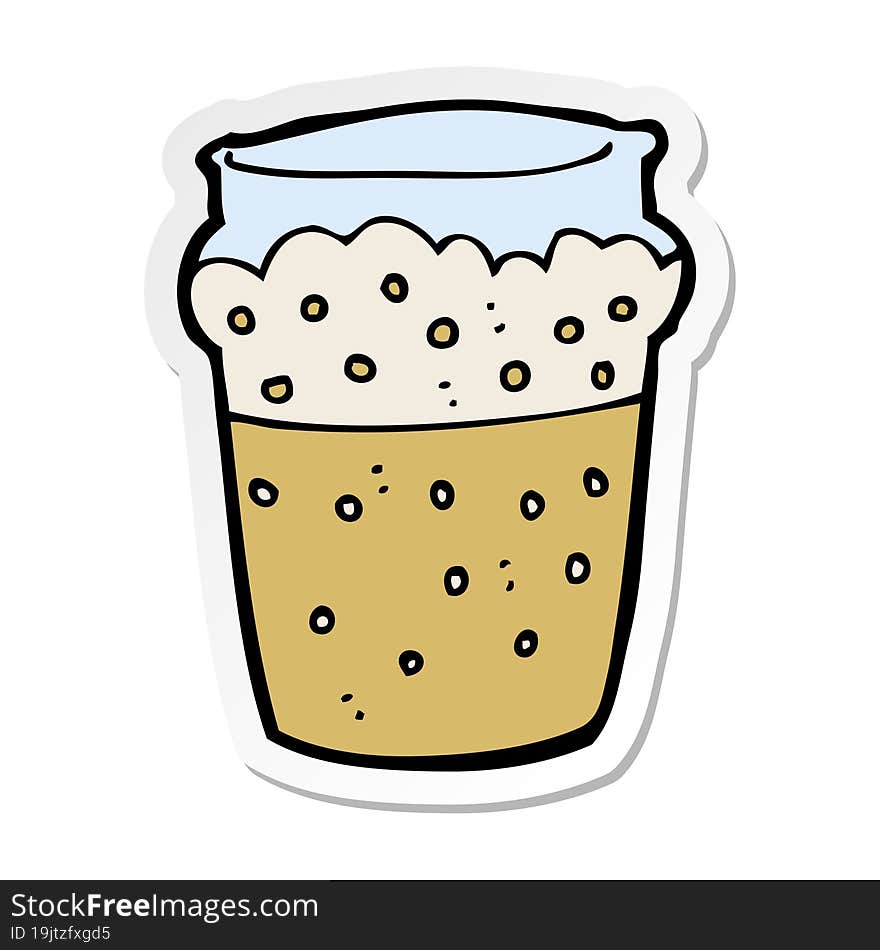 sticker of a cartoon glass of beer