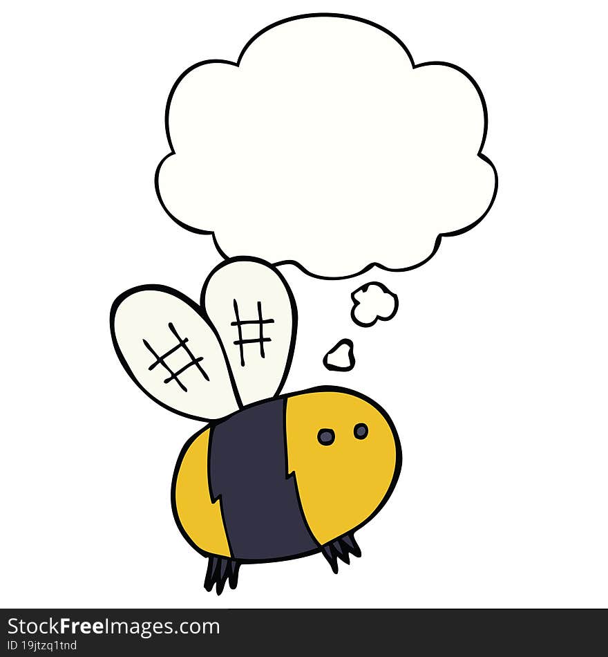 cartoon bee with thought bubble. cartoon bee with thought bubble