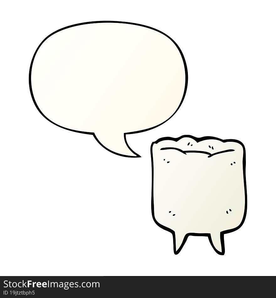 cartoon tooth and speech bubble in smooth gradient style