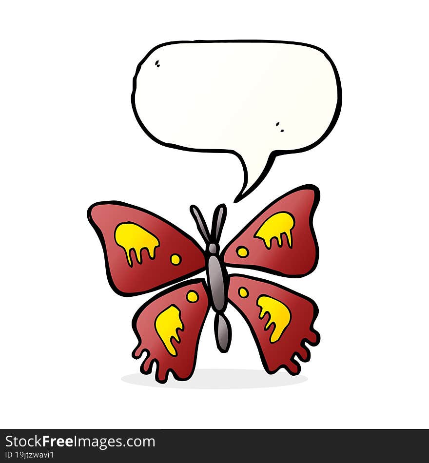 cartoon butterfly with speech bubble