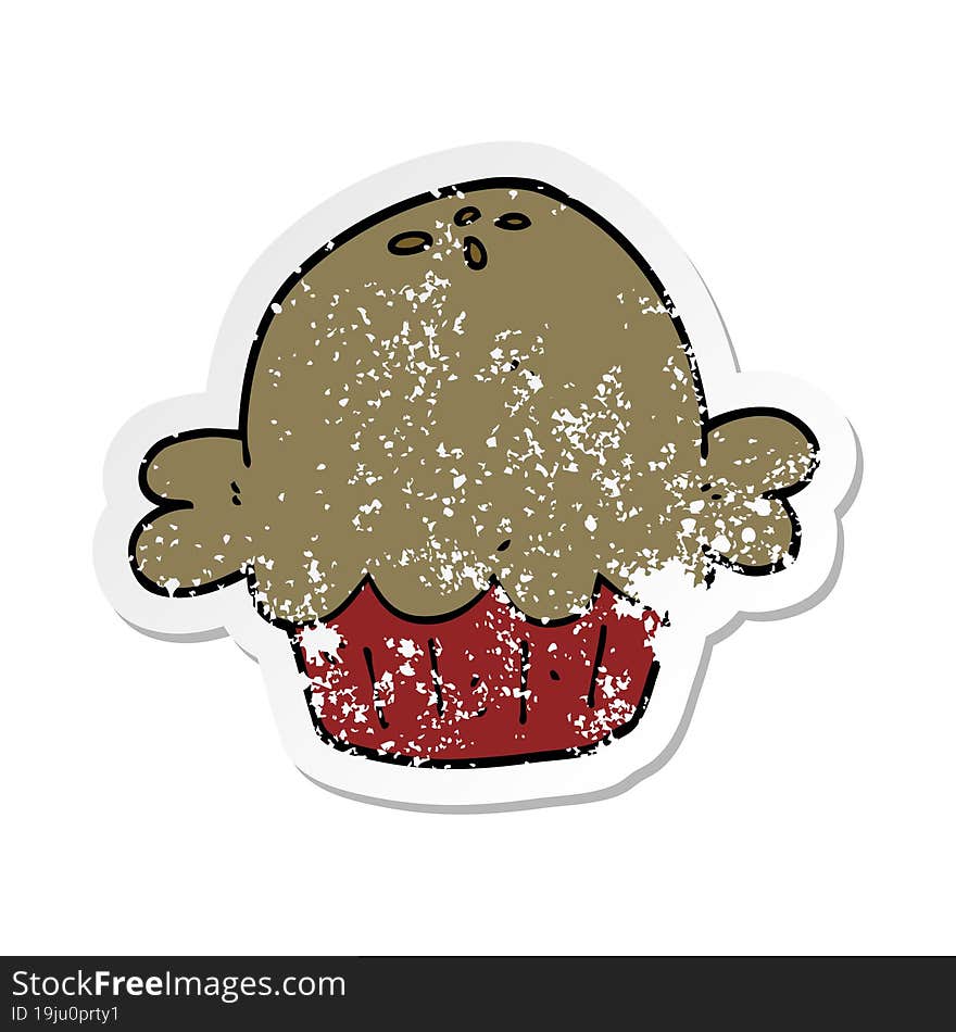 Distressed Sticker Of A Cartoon Pie