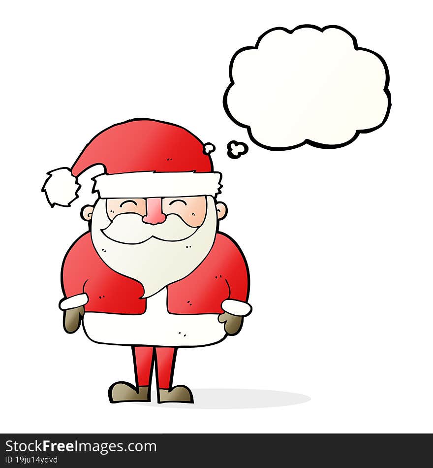 cartoon santa claus with thought bubble