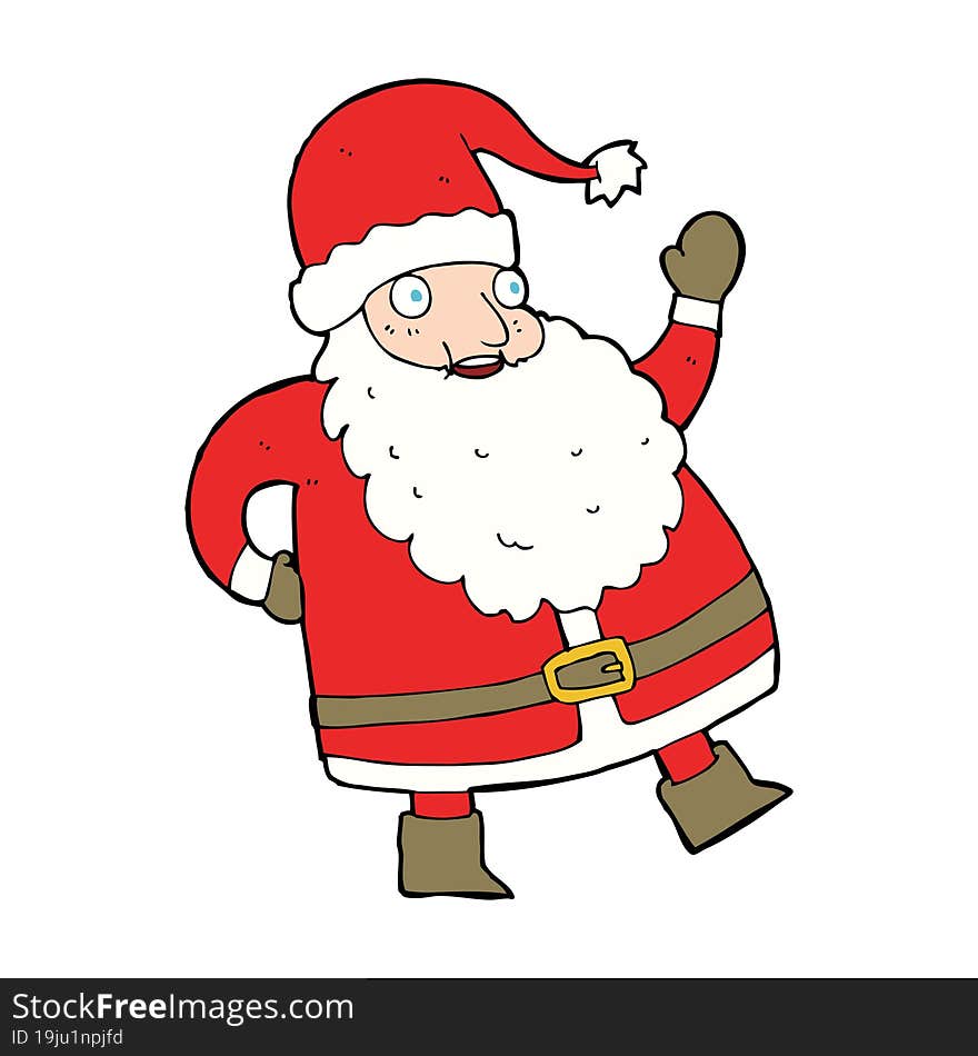 funny waving santa claus cartoon