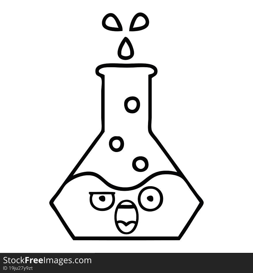 line drawing cartoon science beaker