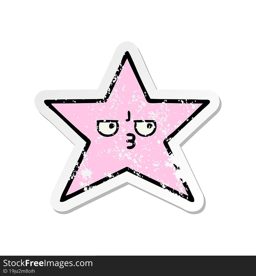 distressed sticker of a cute cartoon star fish