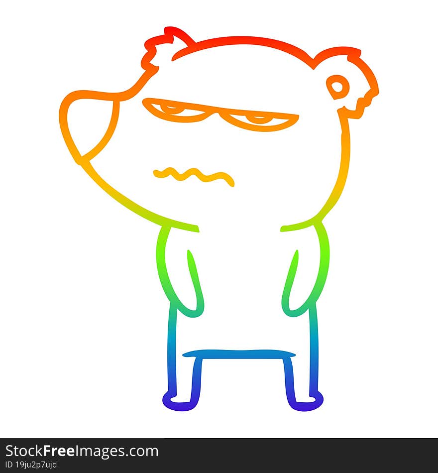 rainbow gradient line drawing angry bear polar cartoon