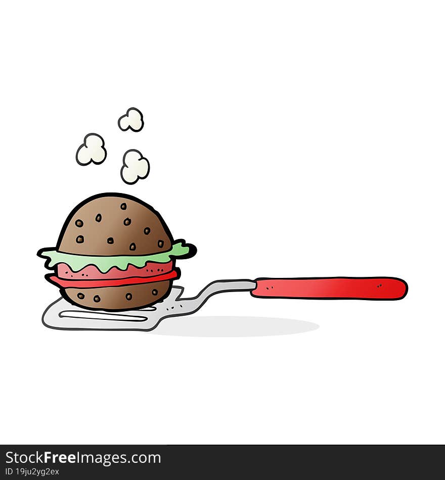 cartoon spatula with burger