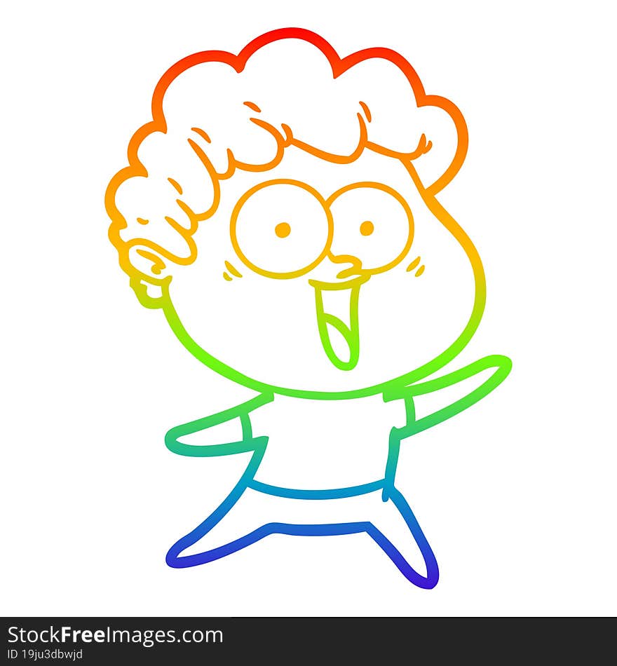 rainbow gradient line drawing of a excited man cartoon