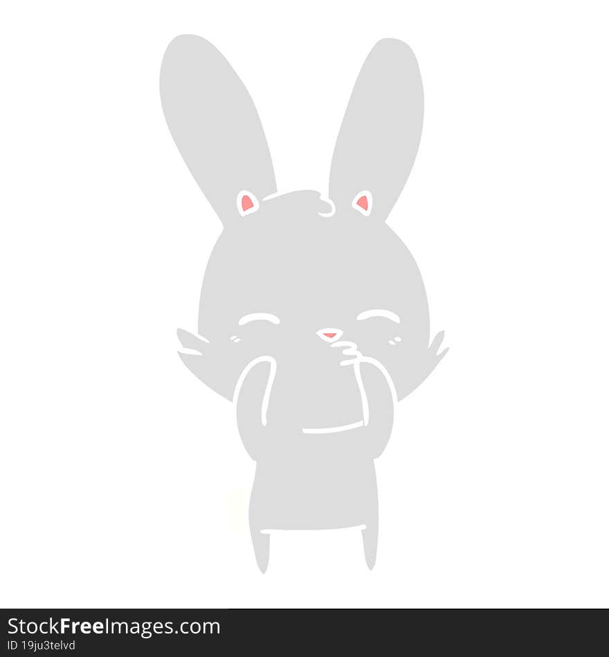 curious bunny flat color style cartoon