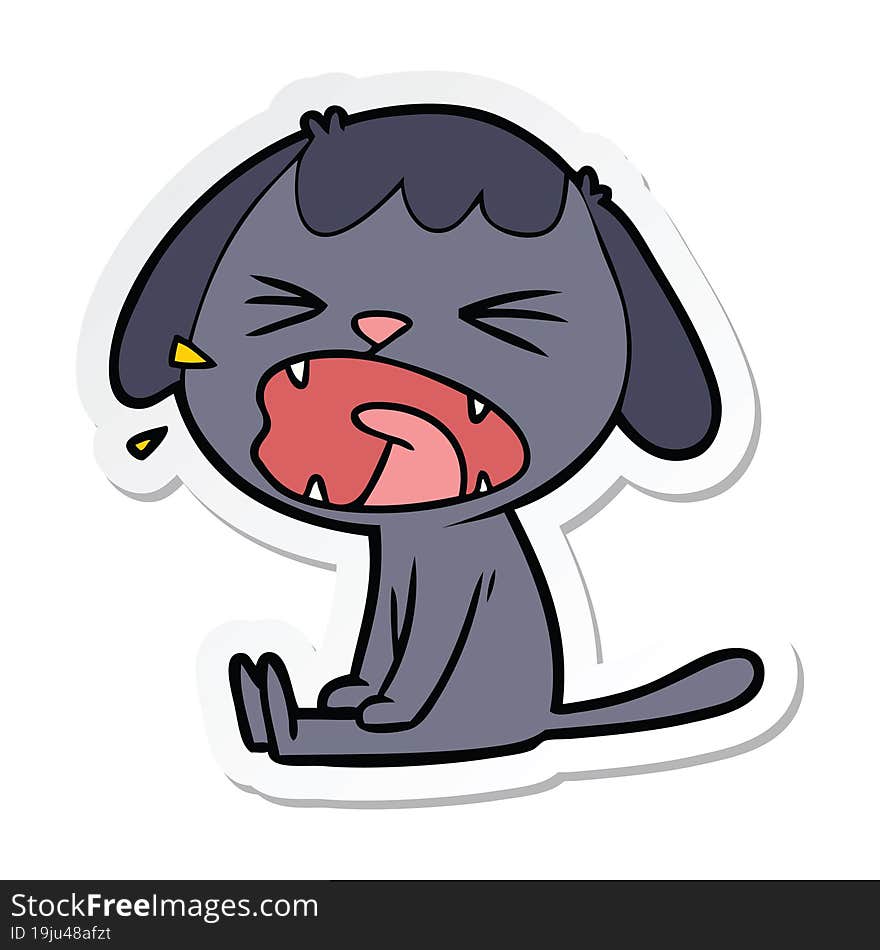 sticker of a cute cartoon dog barking