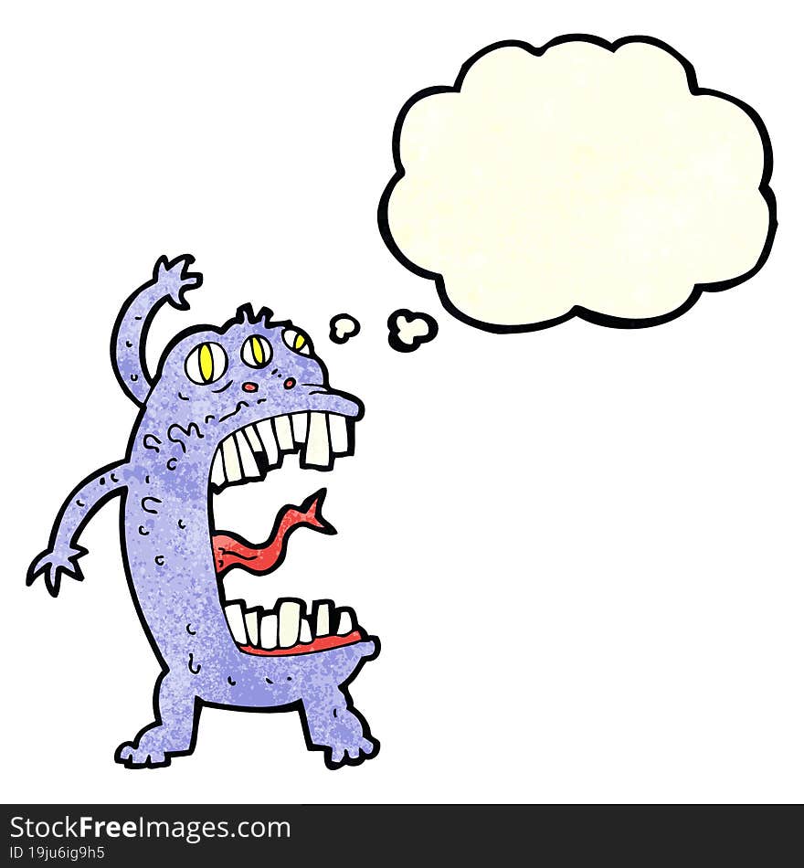 Cartoon Crazy Monster With Thought Bubble