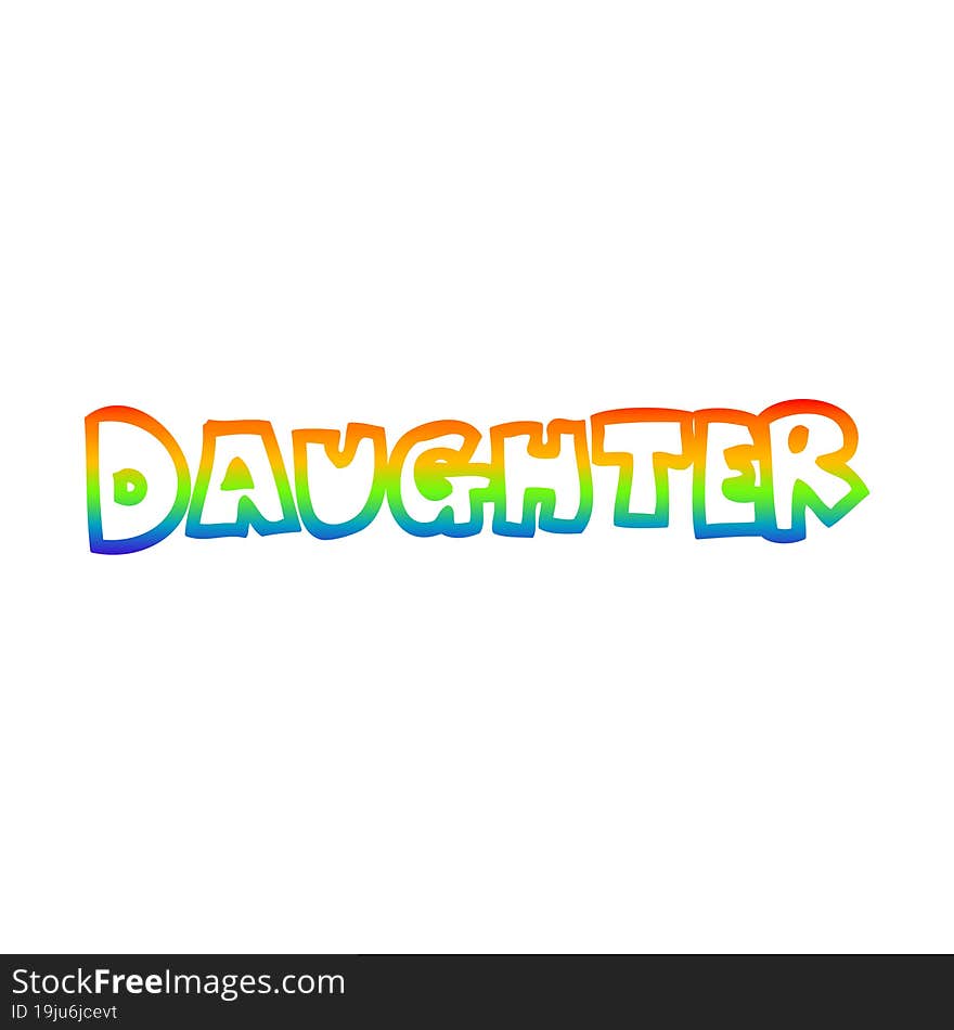 rainbow gradient line drawing cartoon word daughter