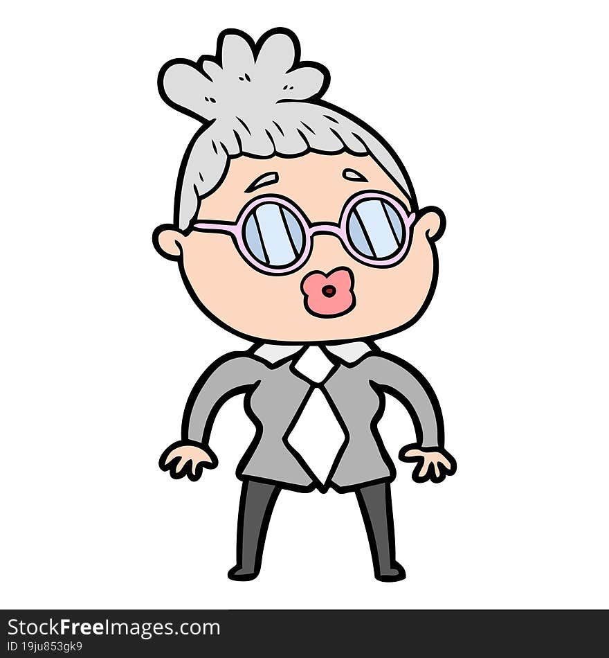 cartoon office woman wearing spectacles. cartoon office woman wearing spectacles