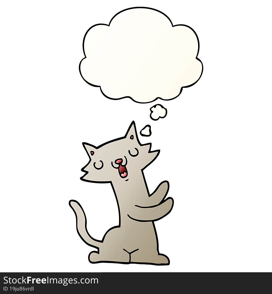 cartoon cat with thought bubble in smooth gradient style