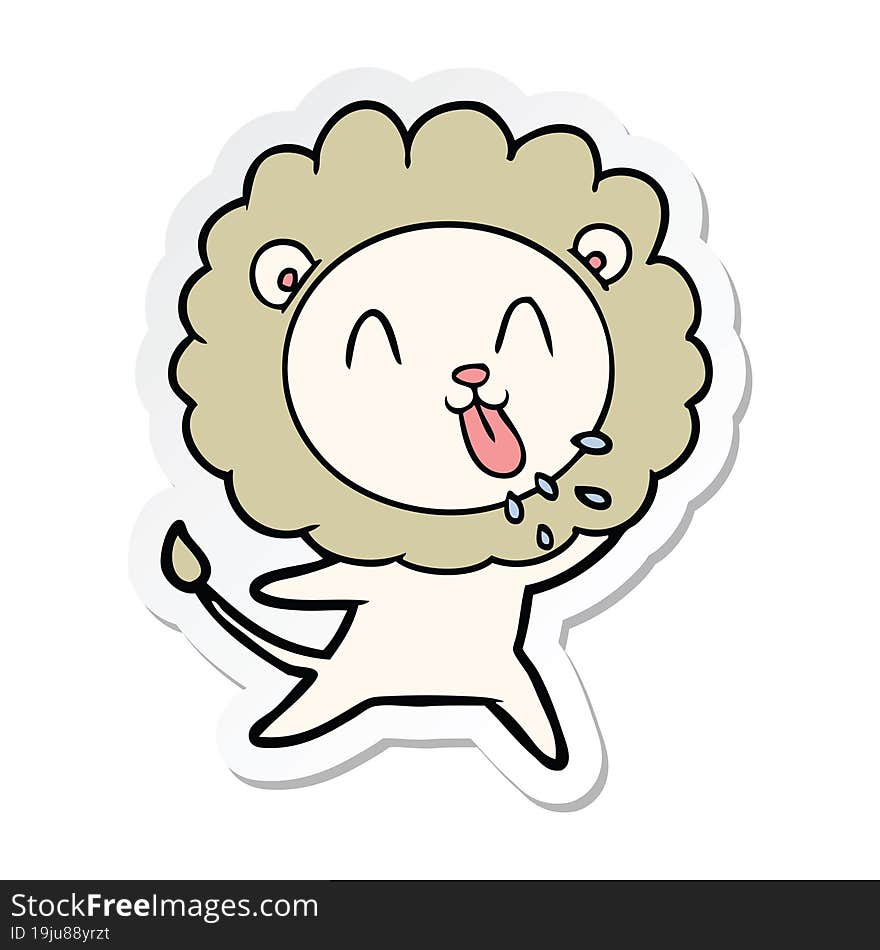 sticker of a happy cartoon lion