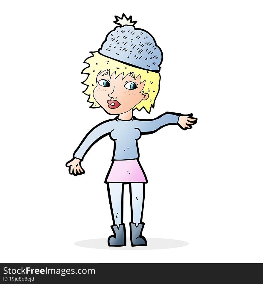 cartoon woman wearing hat