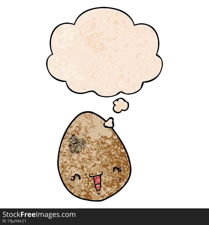 Cartoon Egg And Thought Bubble In Grunge Texture Pattern Style