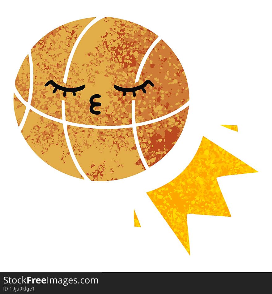 retro illustration style cartoon of a basketball