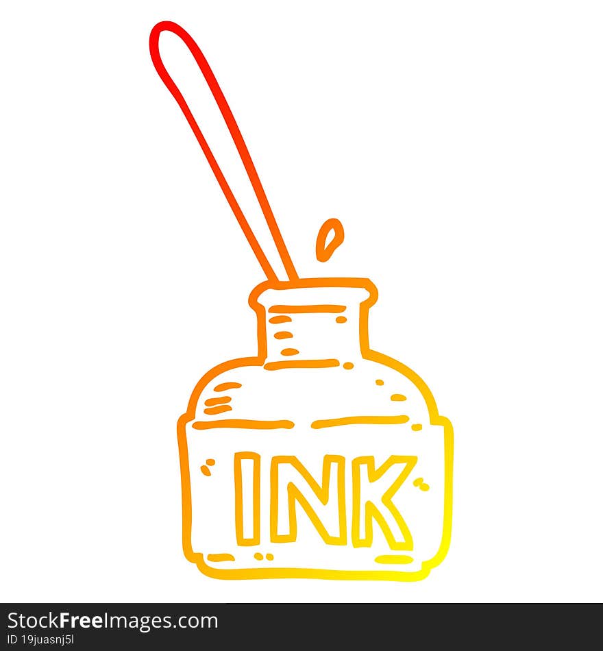 warm gradient line drawing cartoon ink bottle