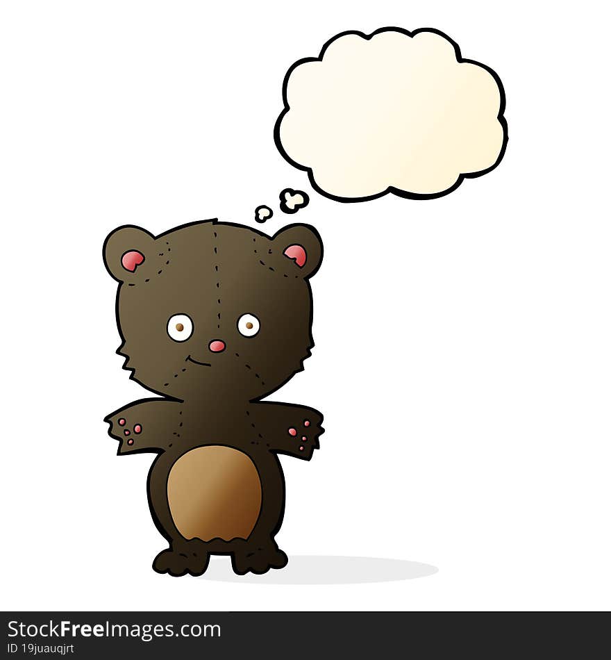 cartoon black bear cub with thought bubble