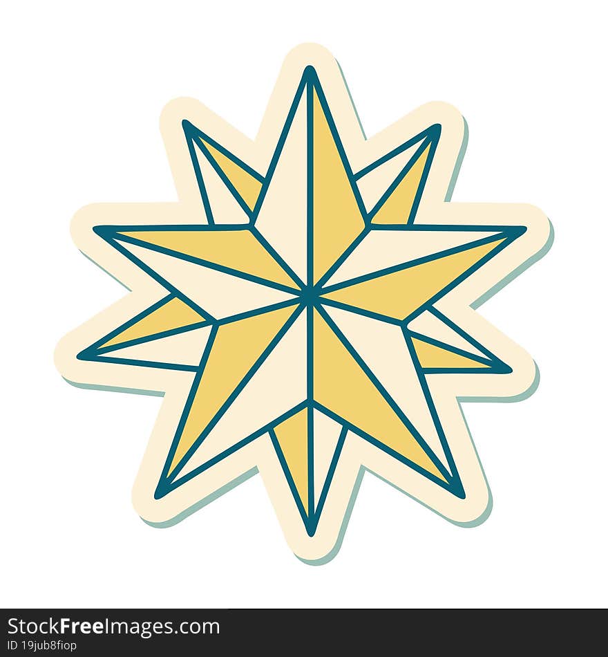 sticker of tattoo in traditional style of a star. sticker of tattoo in traditional style of a star