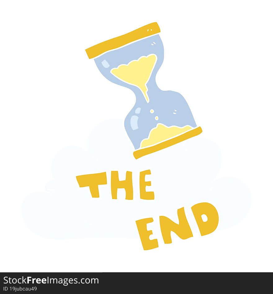 flat color illustration of a cartoon sand timer hourglass the end symbol