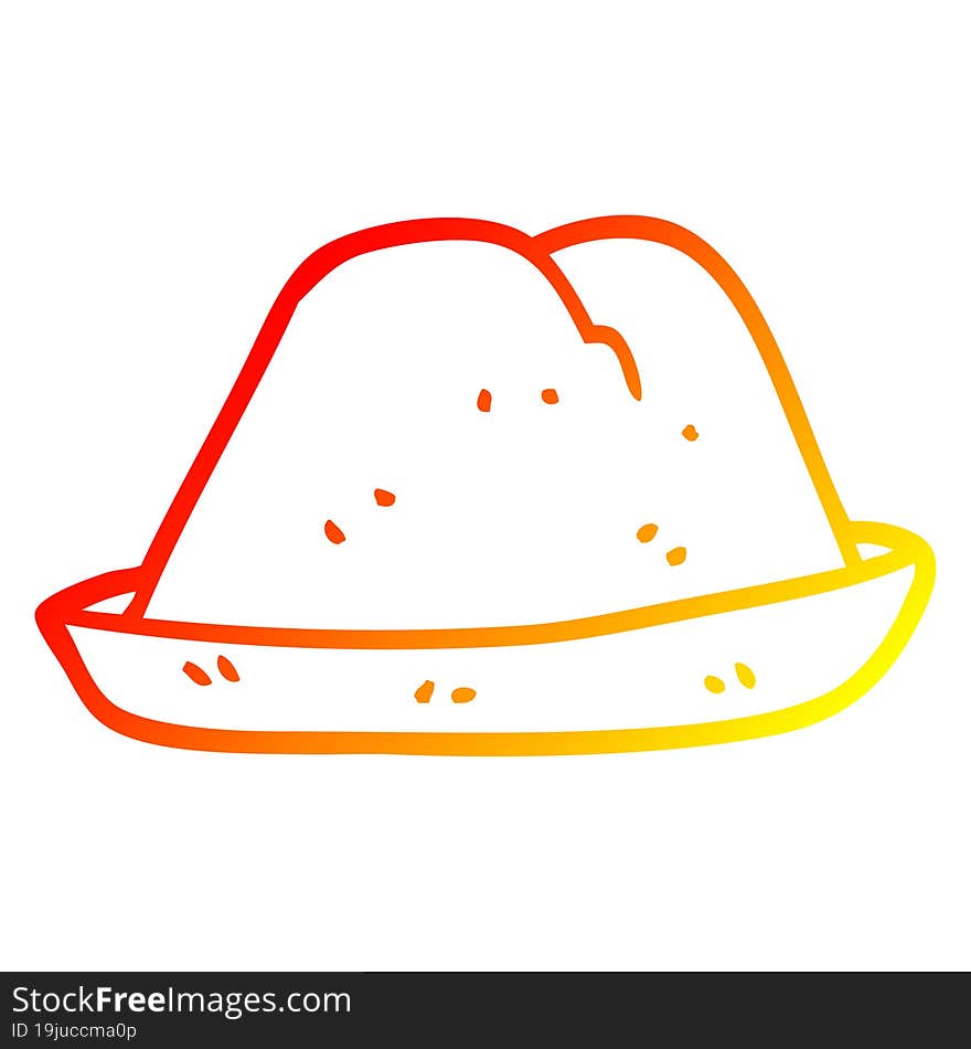 warm gradient line drawing of a cartoon hat