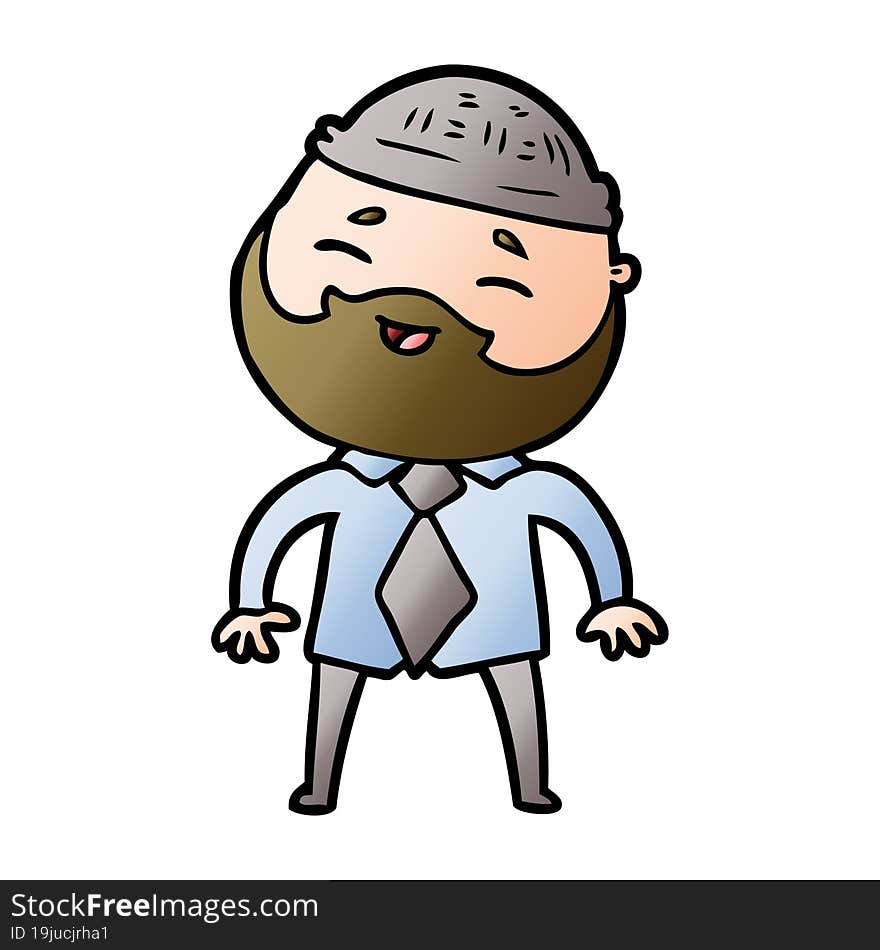 cartoon happy bearded man. cartoon happy bearded man