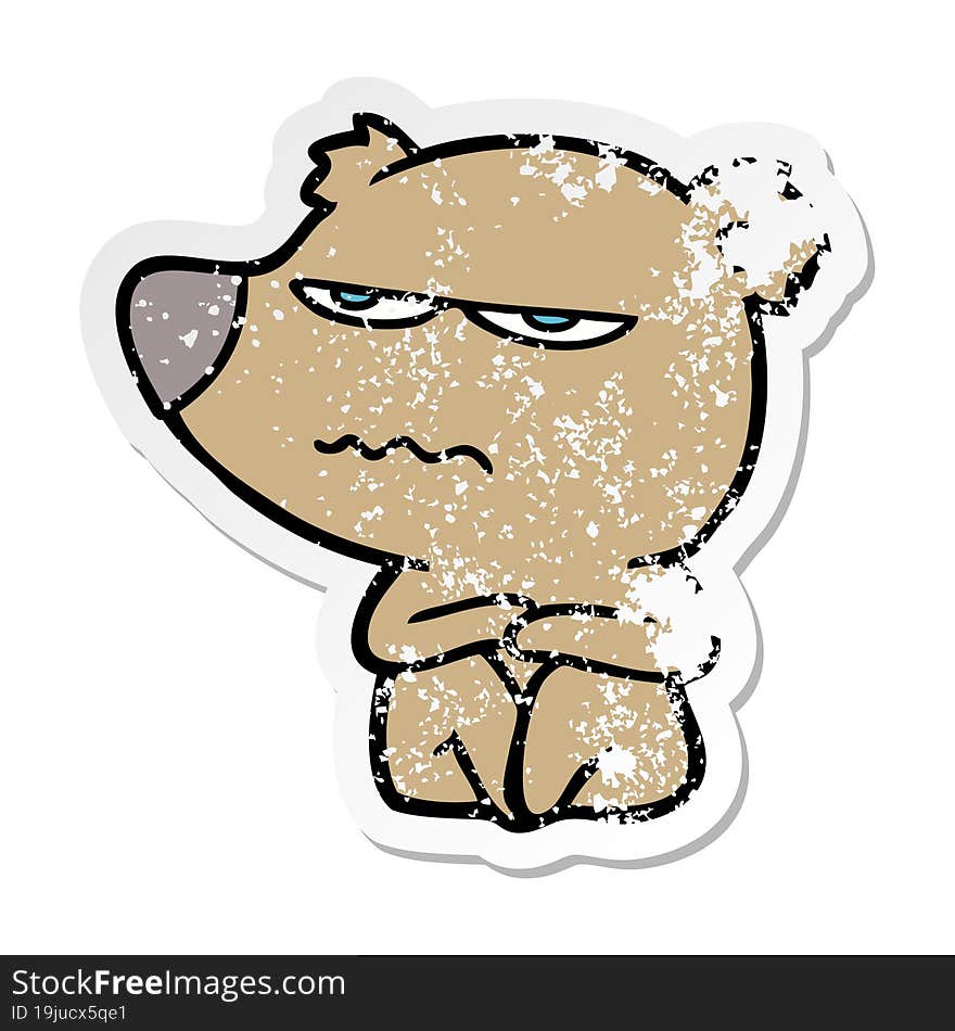 distressed sticker of a angry bear cartoon