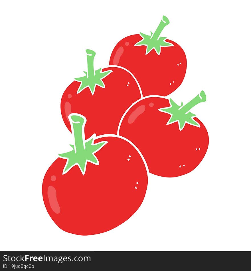 Flat Color Illustration Of A Cartoon Tomato