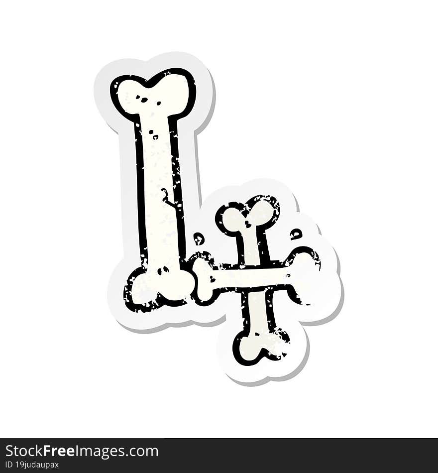 retro distressed sticker of a cartoon halloween bone number