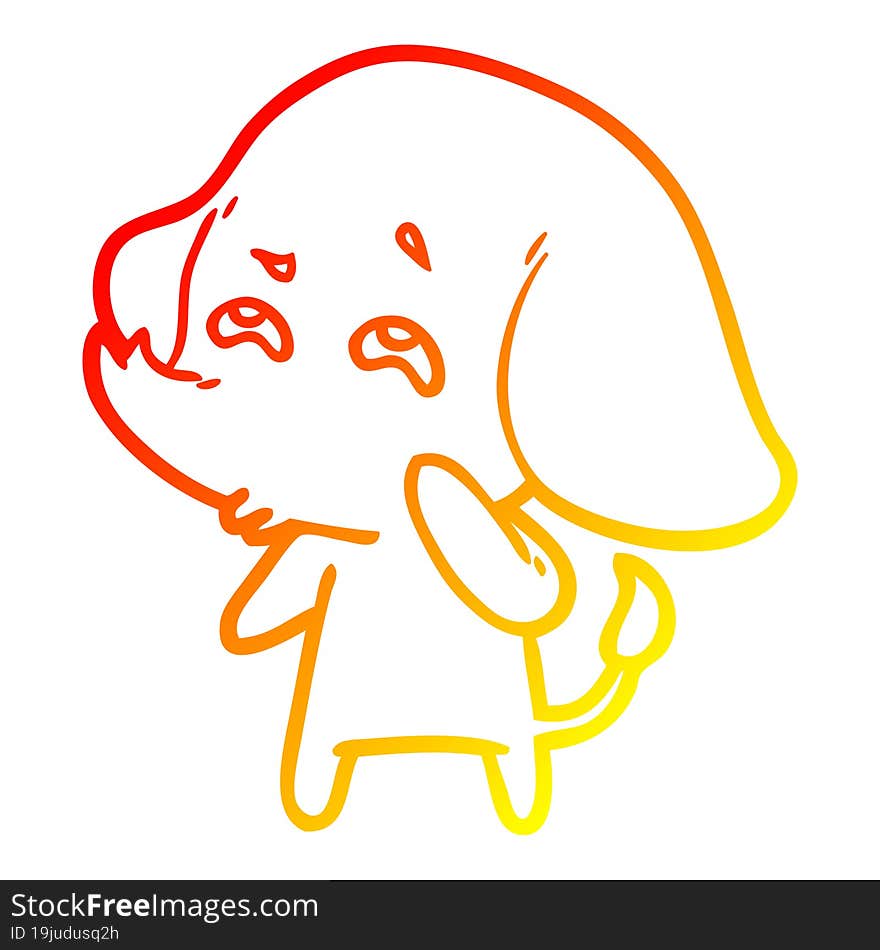 warm gradient line drawing cartoon elephant remembering