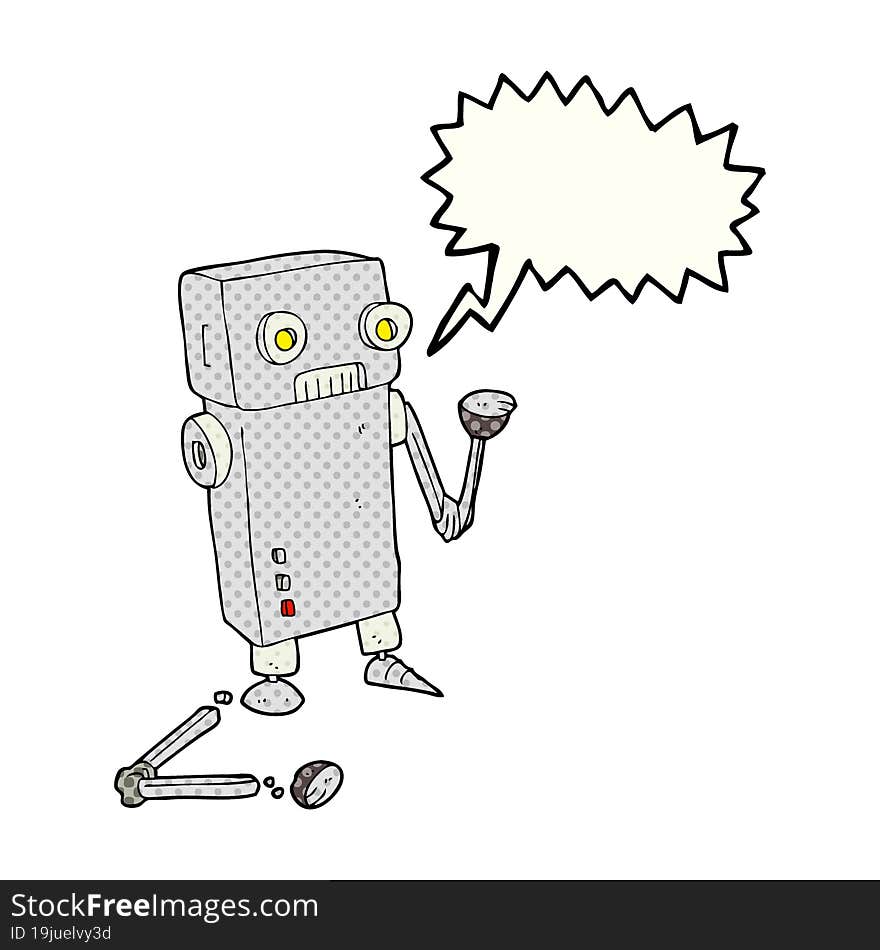 comic book speech bubble cartoon broken robot